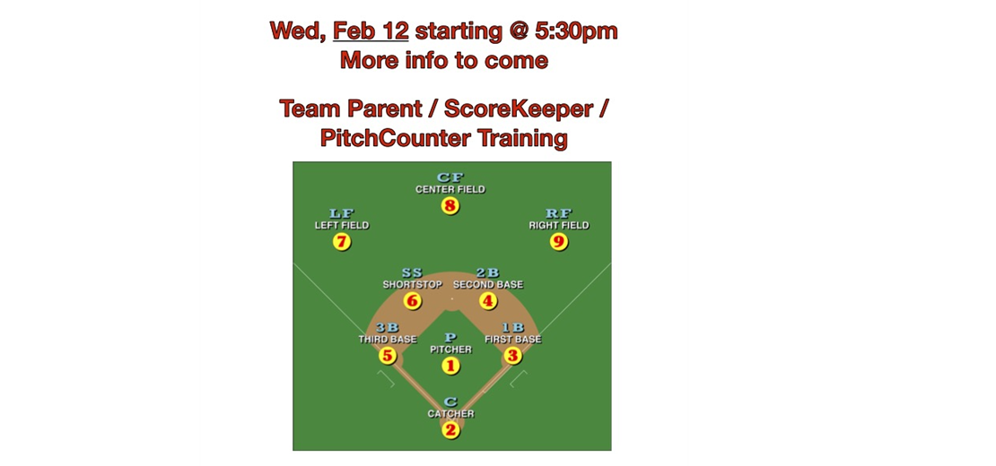 Team Parent / ScoreKeeper / PitchCounter Training